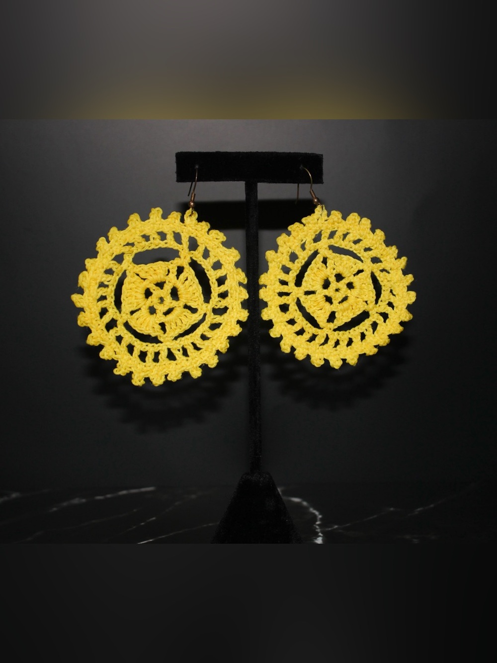 Handmade Yellow Crochet Earrings